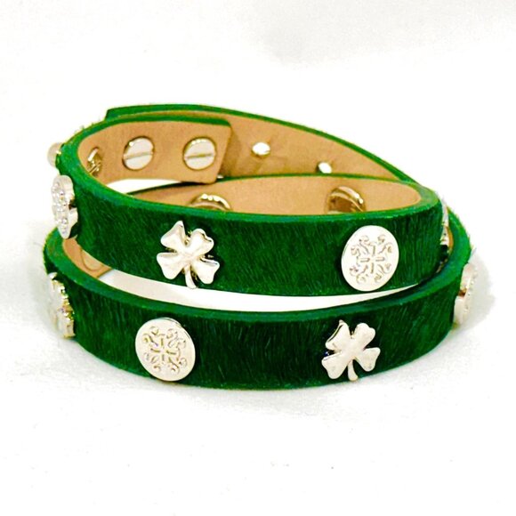 Rustic Cuff Leather Green Wrap Bracelet with Adjustable Closure - Like New - Picture 4 of 4